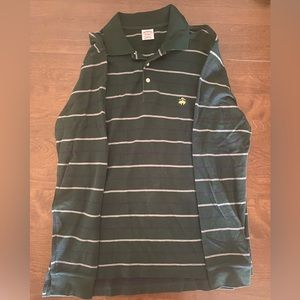 Brooks Brothers Green Striped Long Sleeve Polo Shirt Medium